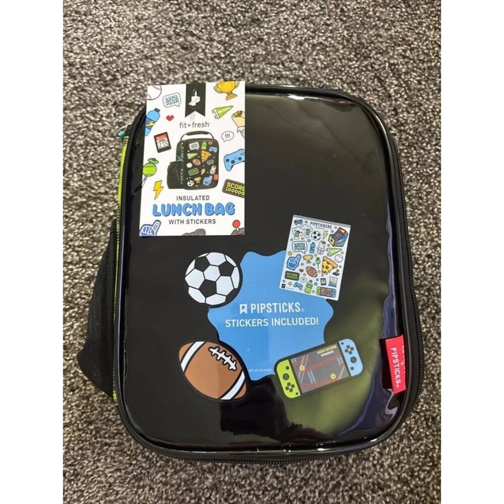 Insulated lunch bag with stickers